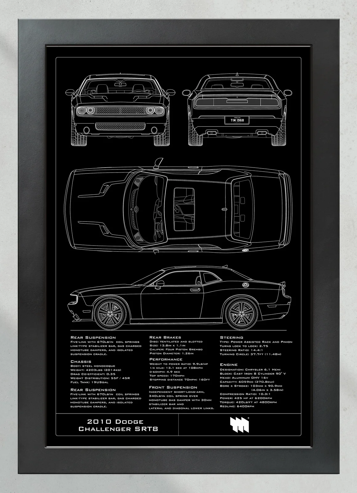 2010 Dodge Challenger SRT8, in the collector's frame, portrait