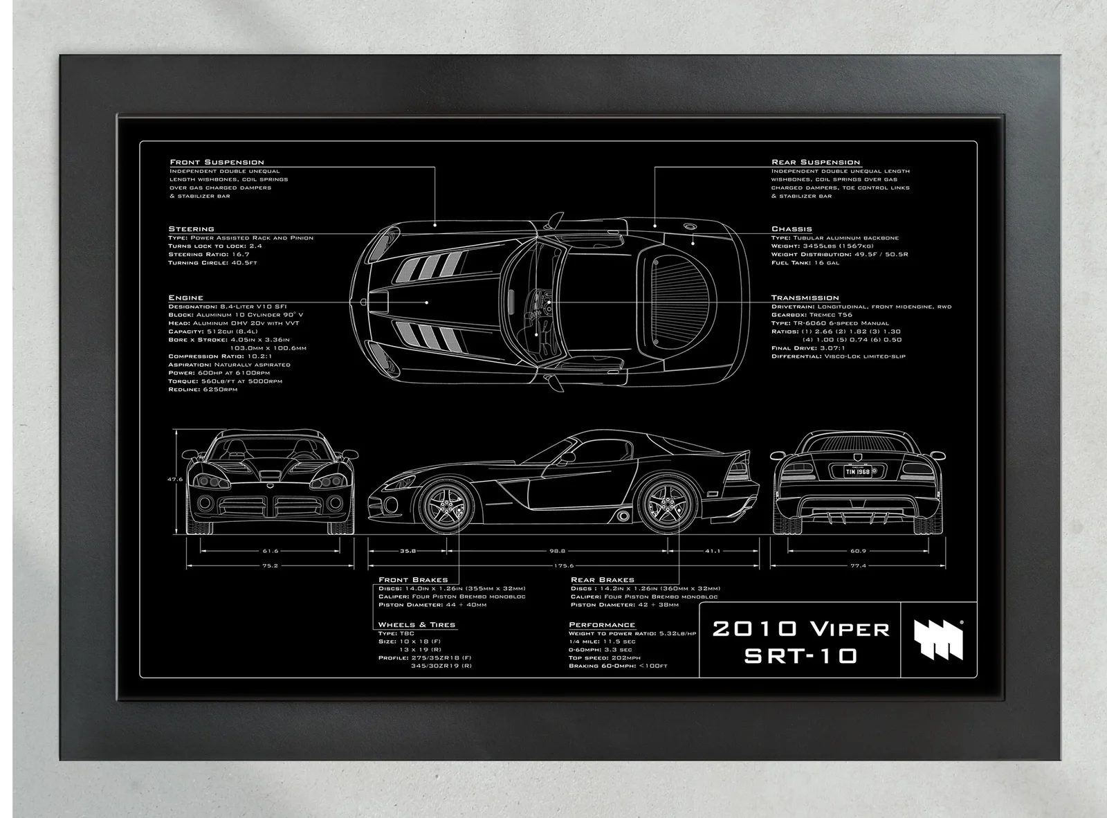 2010 Viper SRT-10, in the collector's frame, landscape