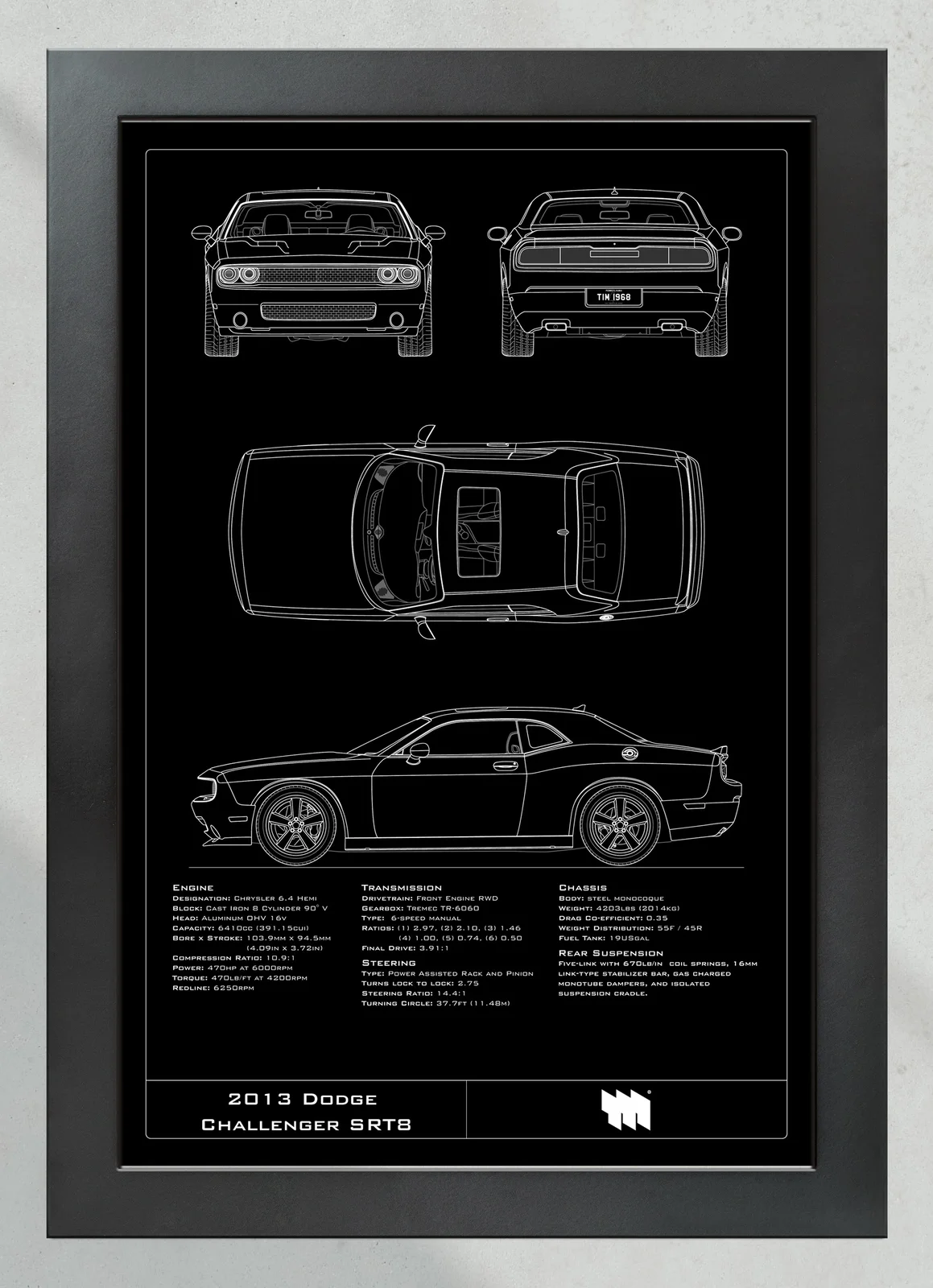 2013 Dodge Challenger SRT8, in the collector's frame, portrait