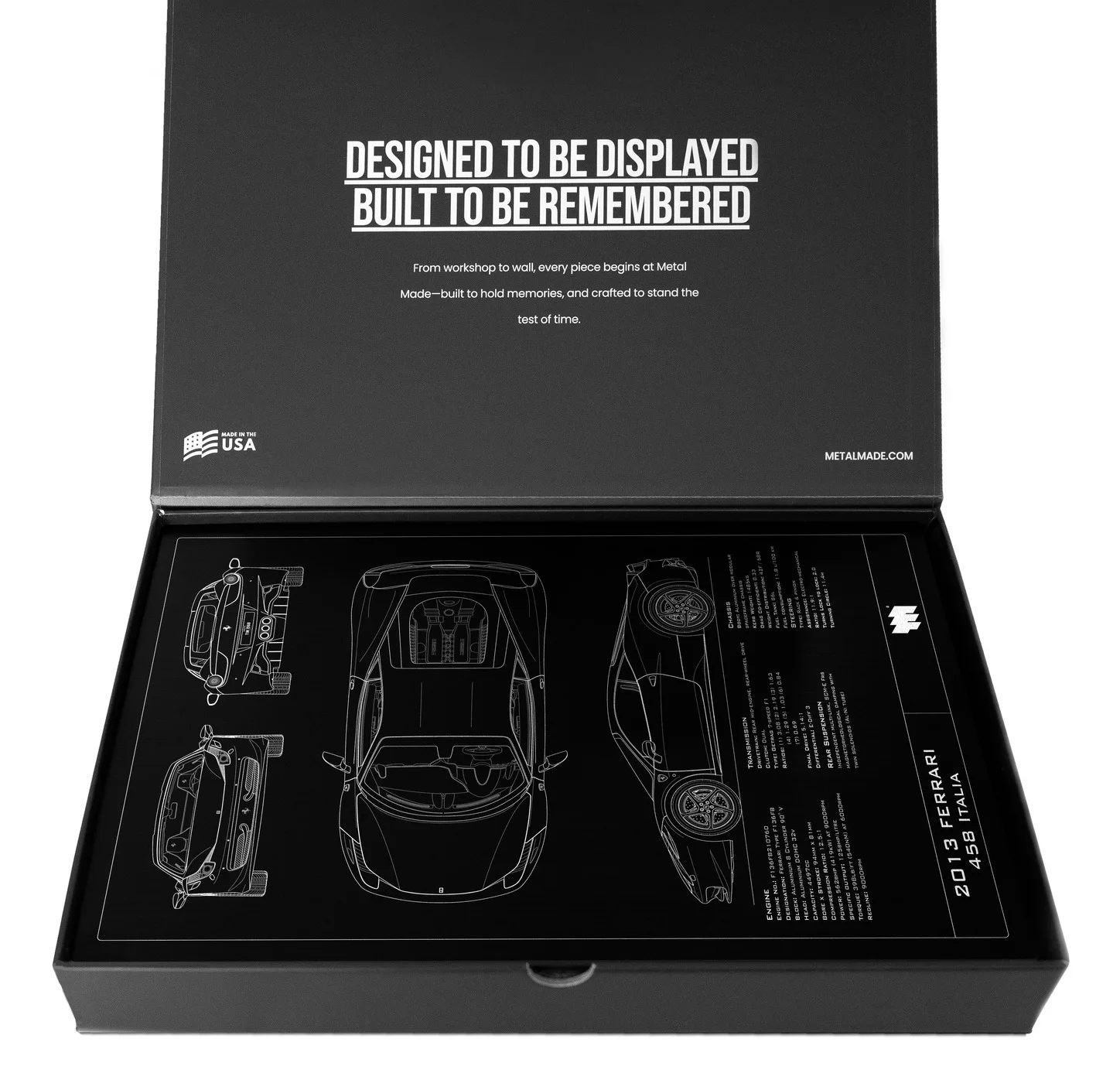 2013 Ferrari 458 Italia, in the metal made gift box, portrait plate