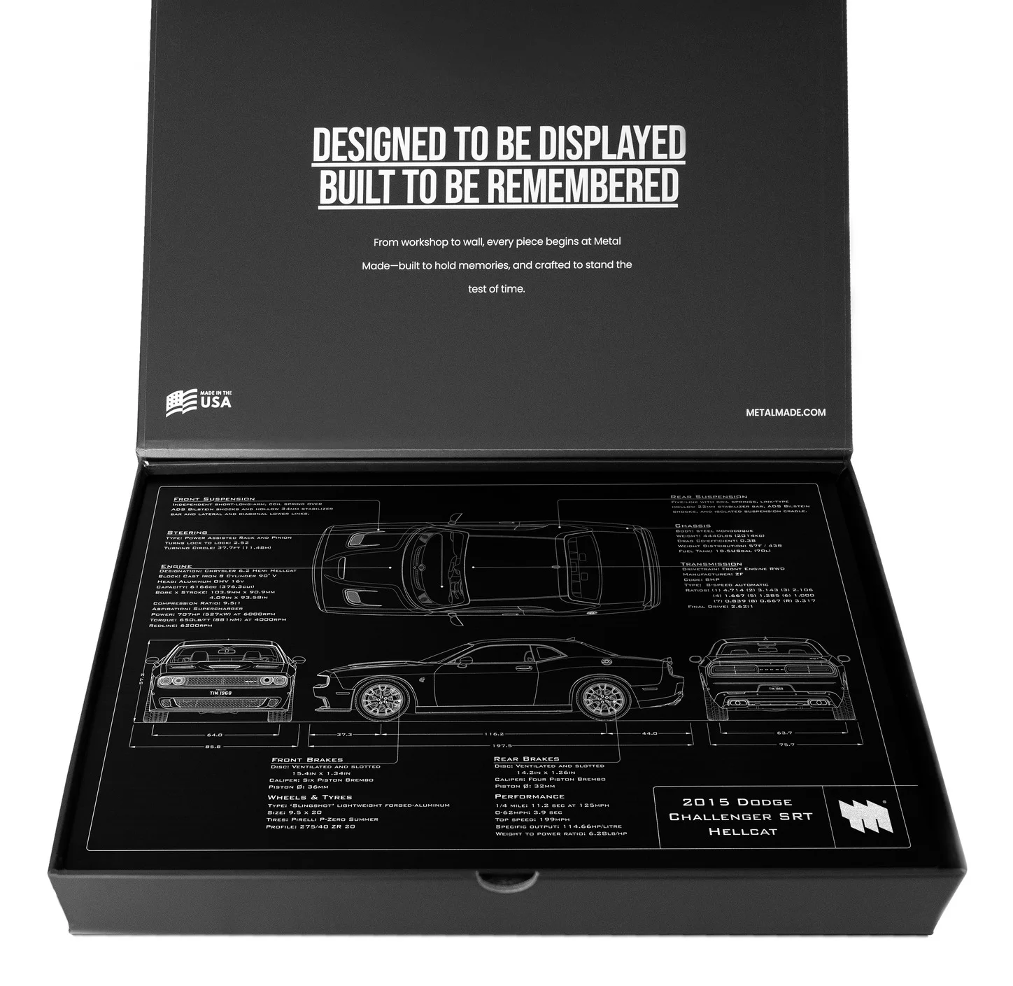 2015 Dodge Challenger SRT Hellcat, in the metal made gift box, landscape plate
