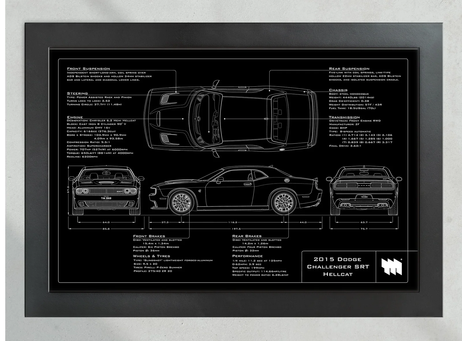 2015 Dodge Challenger SRT Hellcat, in the collector's frame, landscape