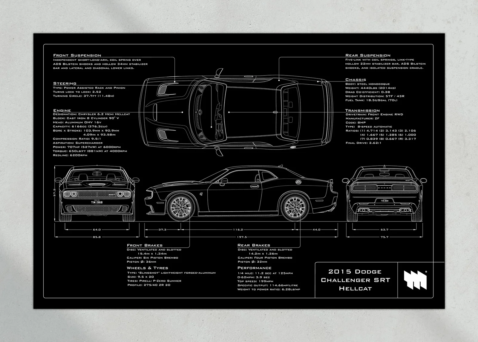 2015 Dodge Challenger SRT Hellcat, the print, landscape