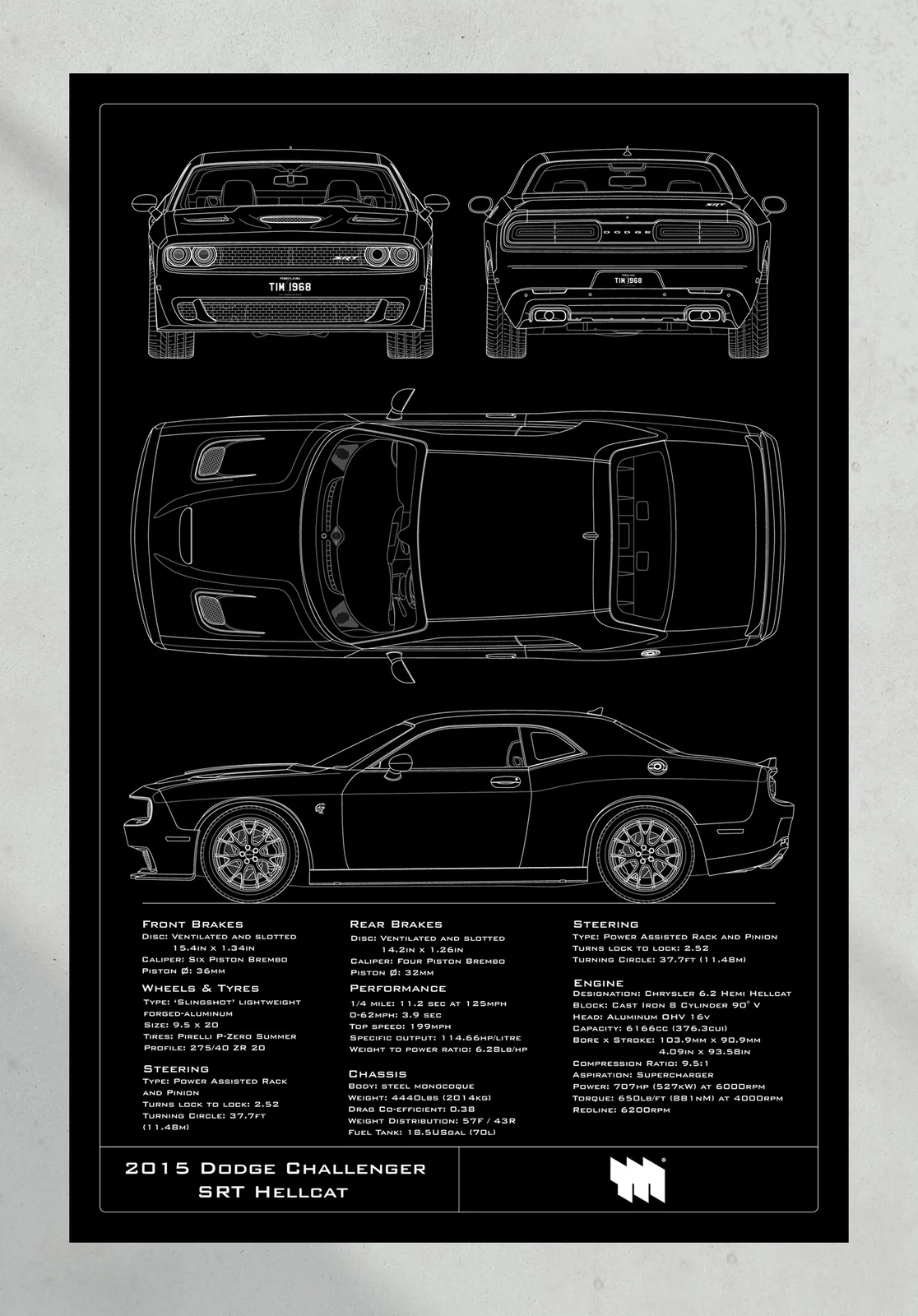 2015 Dodge Challenger SRT Hellcat, the print, portrait
