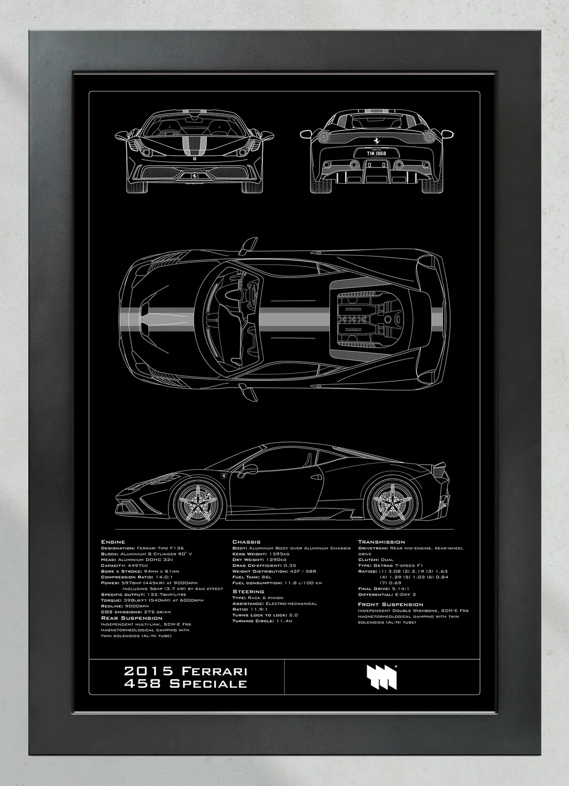 2015 Ferrari 458 Speciale, in the collector's frame, portrait