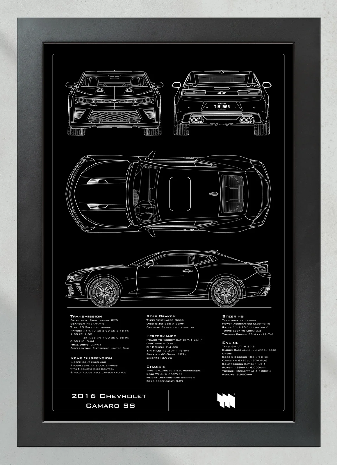 2016 Chevrolet Camaro SS, in the collector's frame, portrait