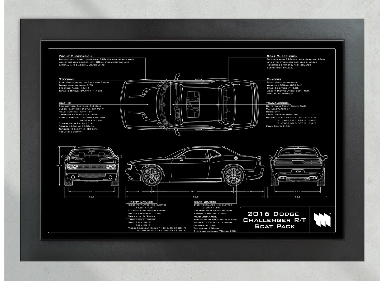 2016 Dodge Challenger R/T Scat Pack, in the collector's frame, landscape