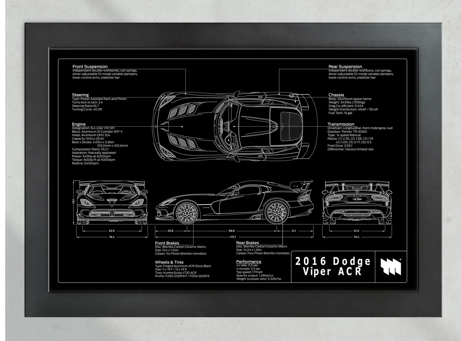 2016 Dodge Viper ACR, in the collector's frame, landscape