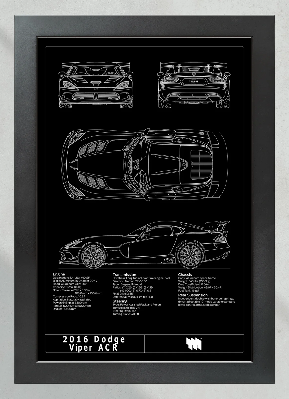 2016 Dodge Viper ACR, in the collector's frame, portrait