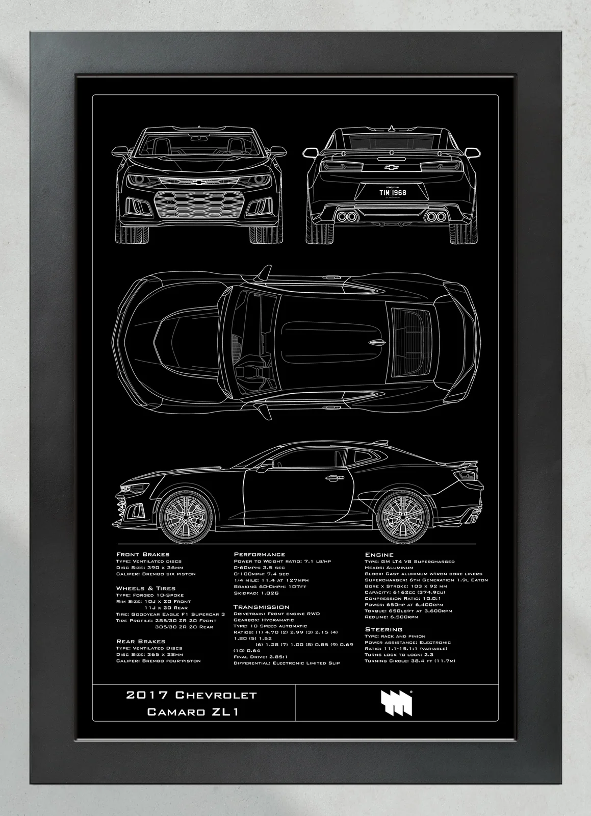 2017 Chevrolet Camaro ZL1, in the collector's frame, portrait