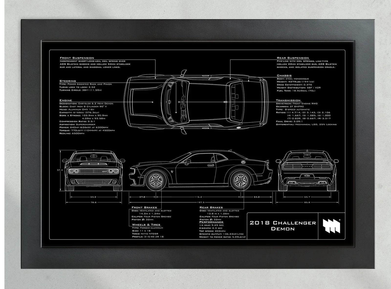 2018 Challenger Demon, in the collector's frame, landscape