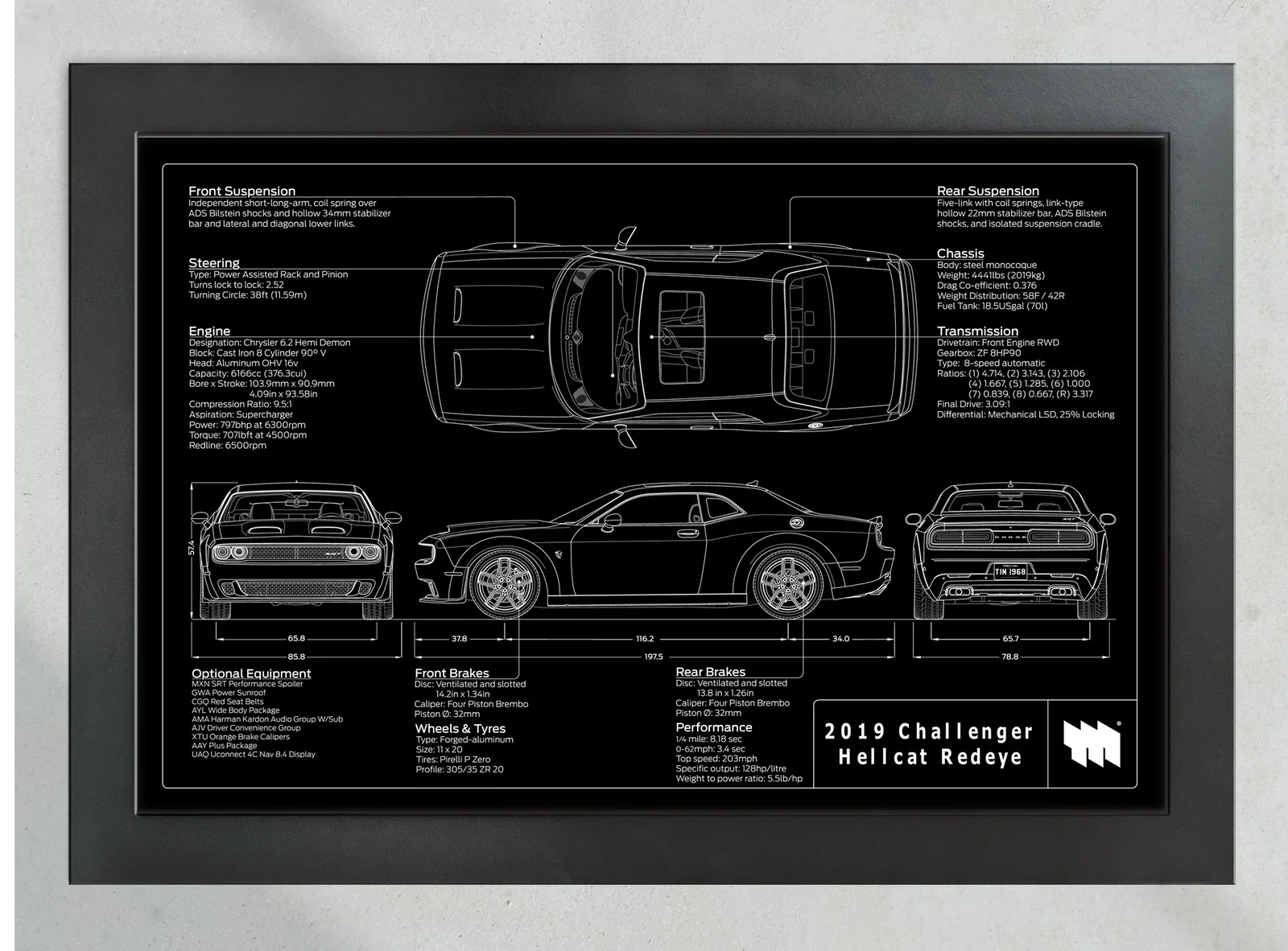 2019 Challenger Hellcat Redeye, in the collector's frame, landscape