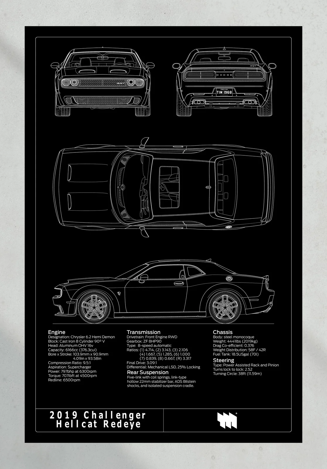 2019 Challenger Hellcat Redeye, the print, portrait
