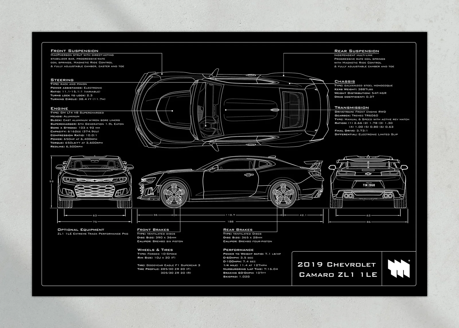 2019 Chevrolet Camaro ZL1 1LE, the print, landscape