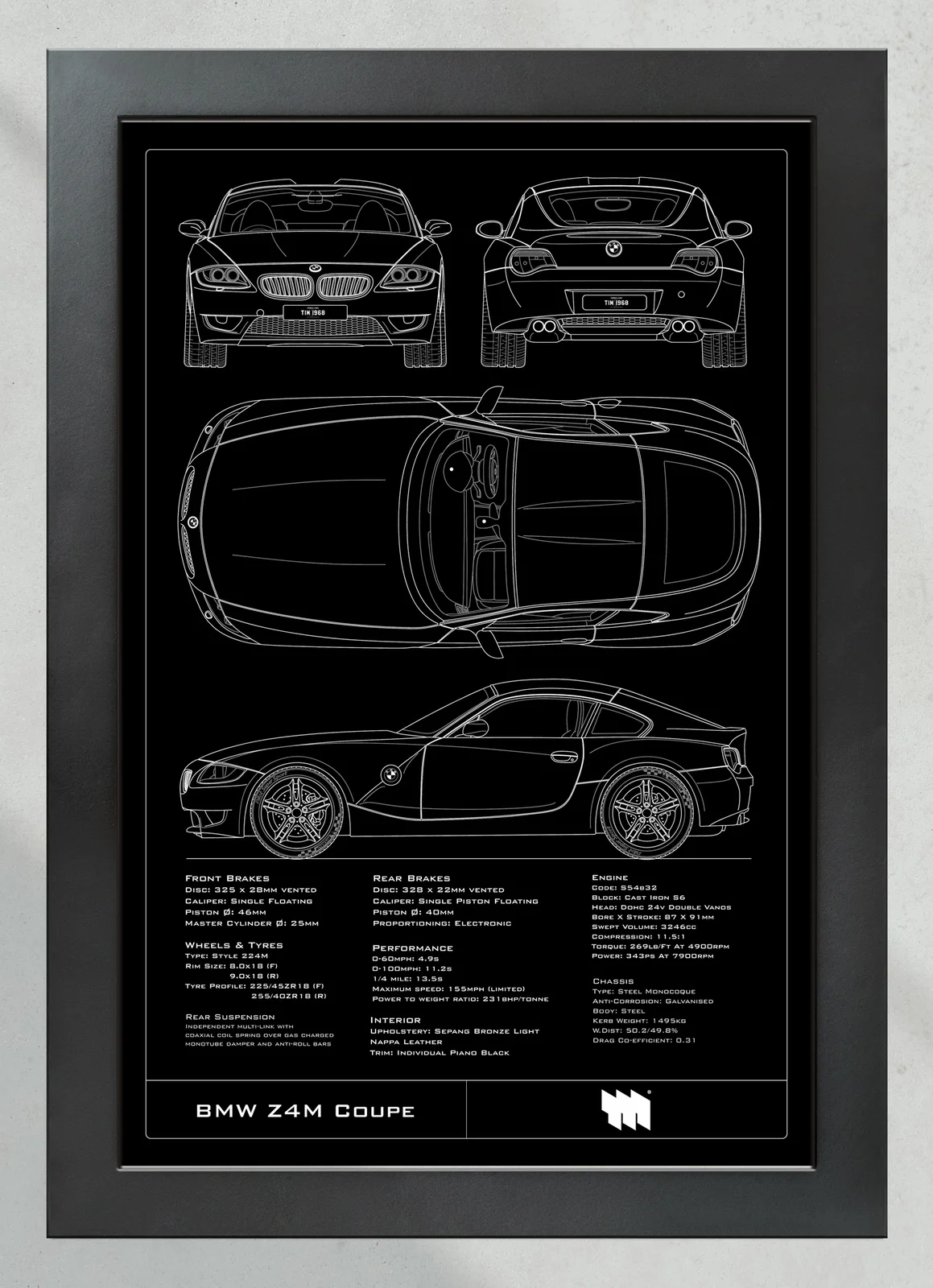 BMW Z4M Coupe, in the collector's frame, portrait
