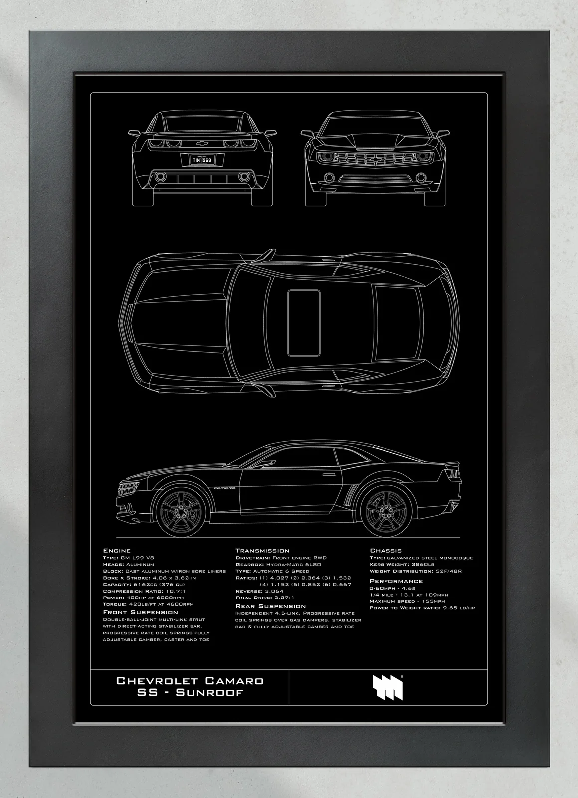 Chevrolet Camaro SS - Sunroof, in the collector's frame, portrait