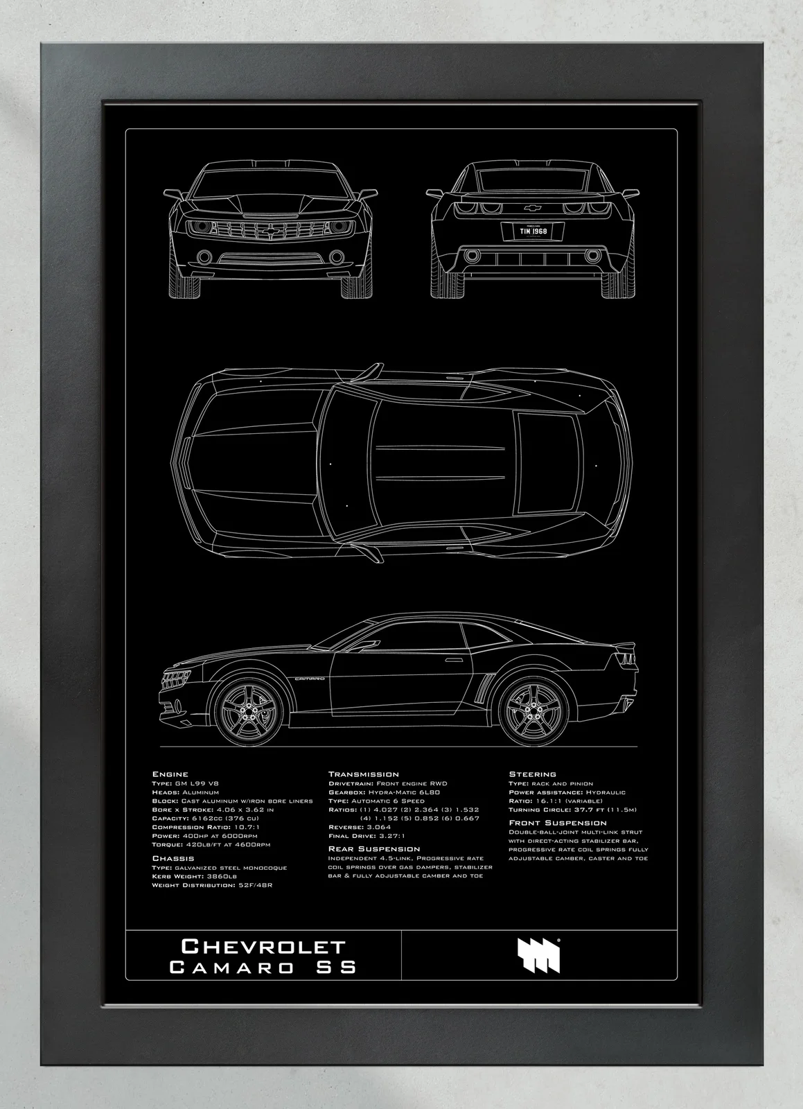 Chevrolet Camaro SS, in the collector's frame, portrait
