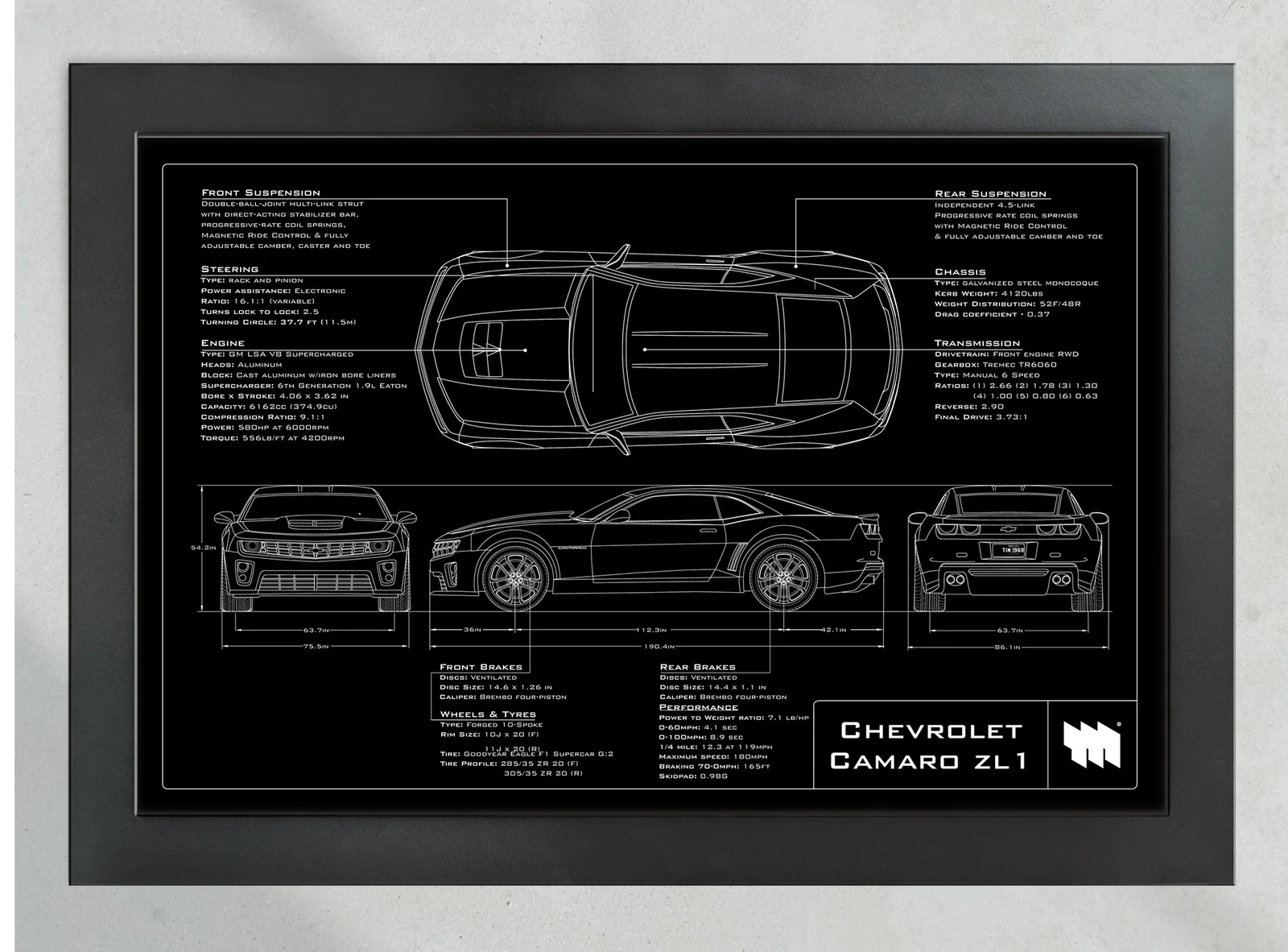Chevrolet Camaro ZL1, in the collector's frame, landscape