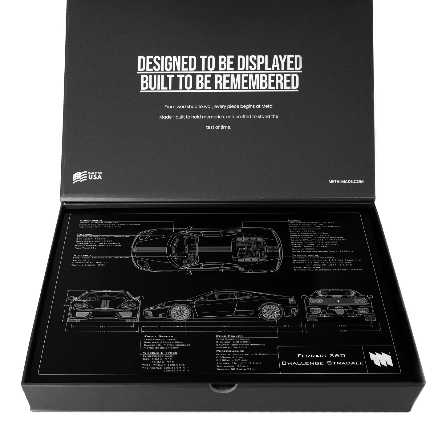 Ferrari 360 Challenge Stradale, in the metal made gift box, landscape plate