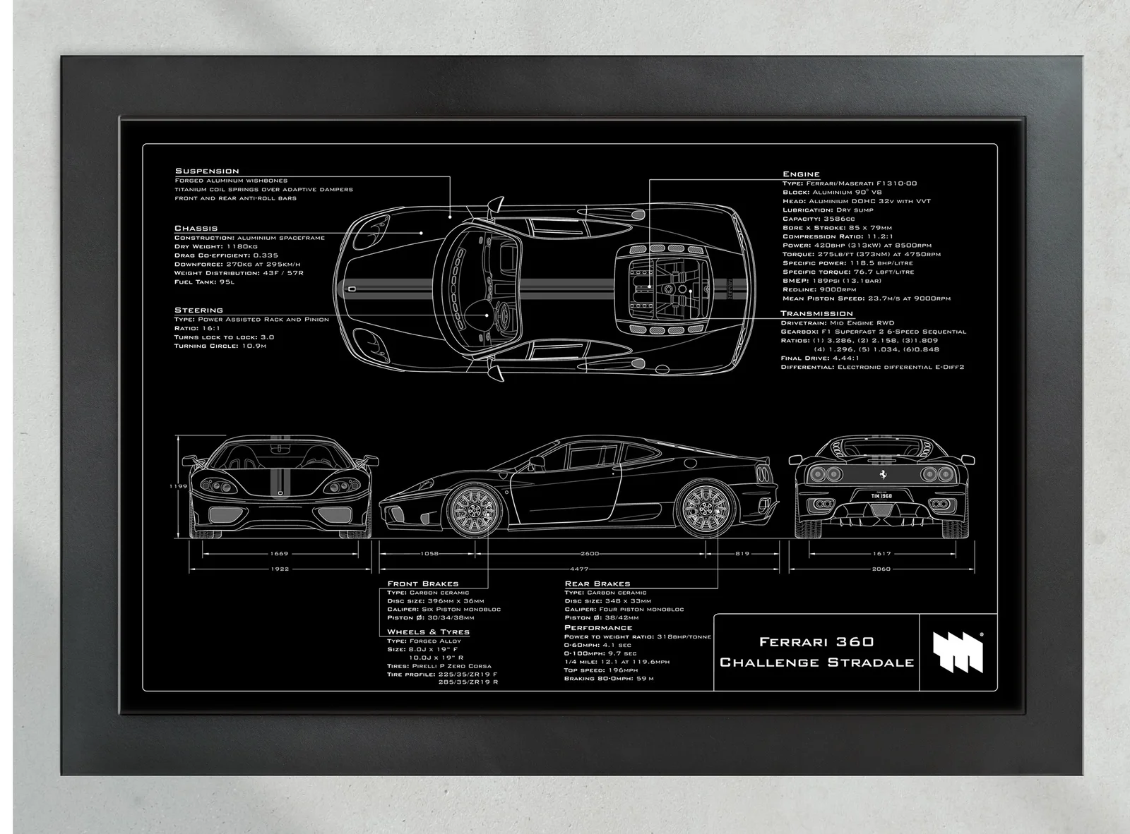 Ferrari 360 Challenge Stradale, in the collector's frame, landscape