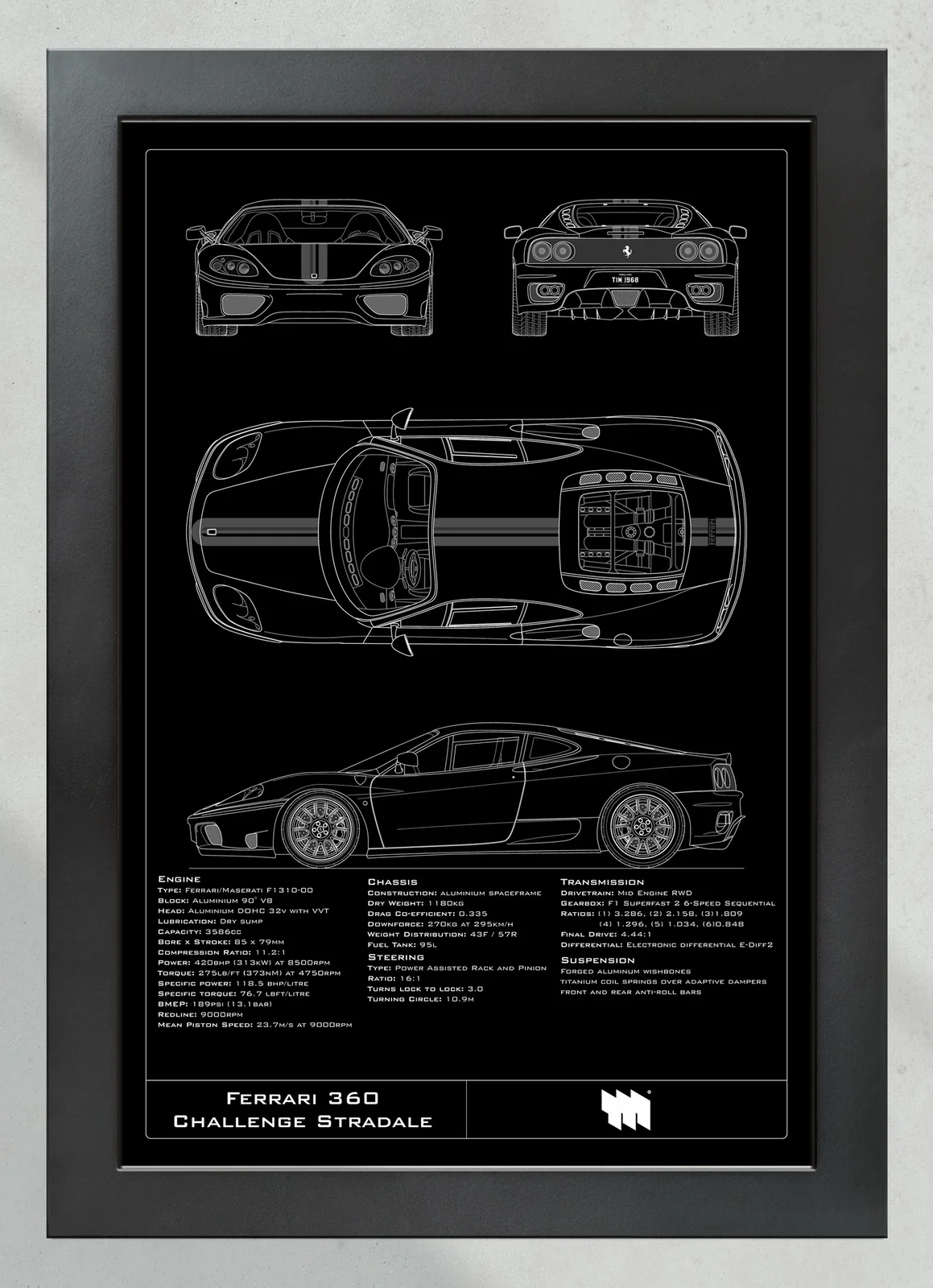 Ferrari 360 Challenge Stradale, in the collector's frame, portrait