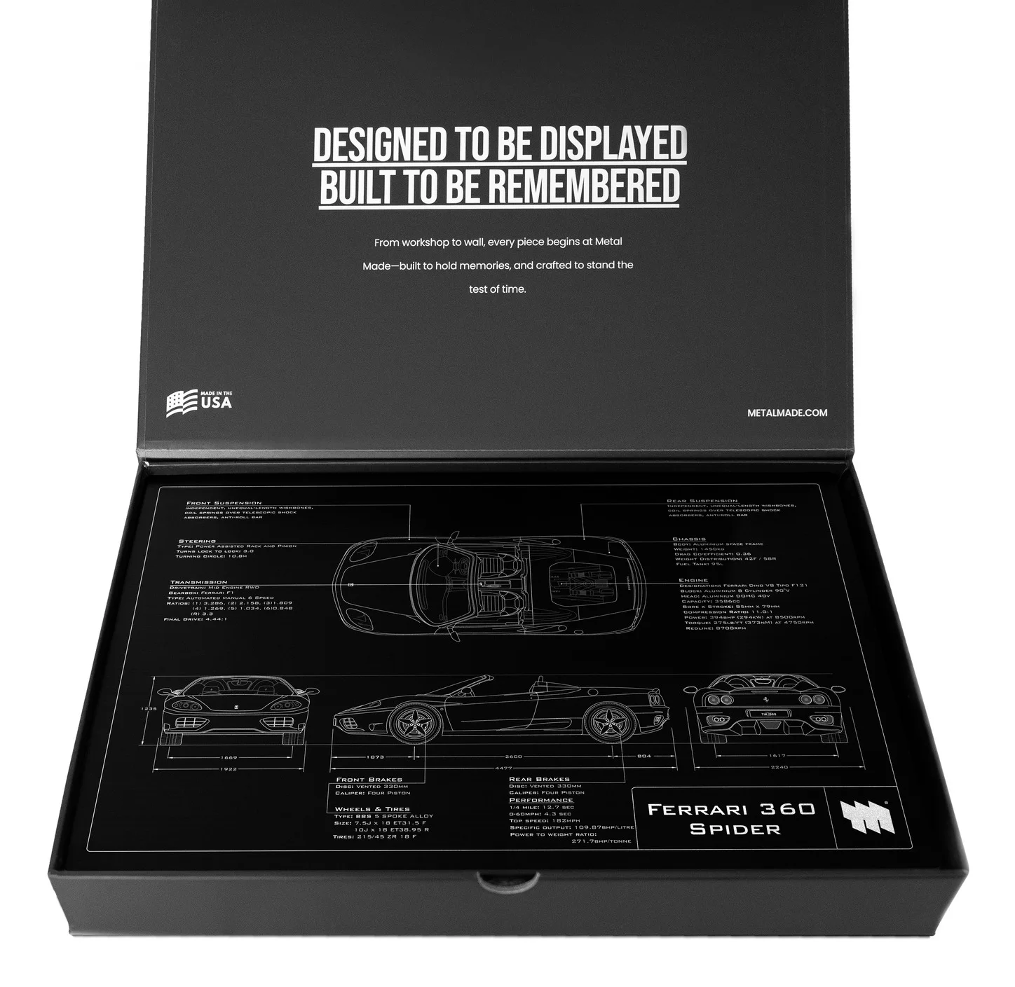 Ferrari 360 Spider, in the metal made gift box, landscape plate