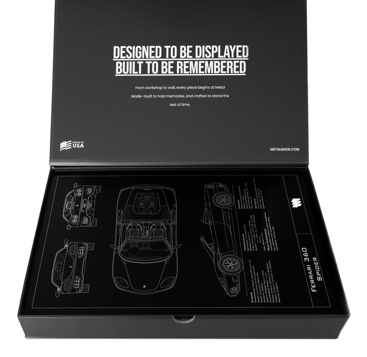 Ferrari 360 Spider, in the metal made gift box, portrait plate