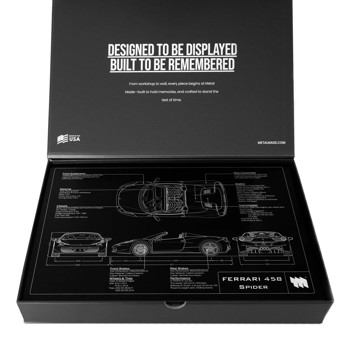 Ferrari 458 Spider, in the metal made gift box, landscape plate